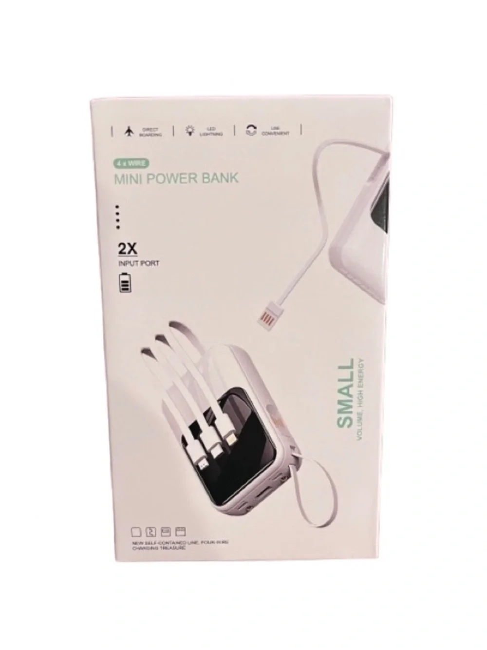 🆕- Mini Cell Phone Power Bank Integrated Charging Cables